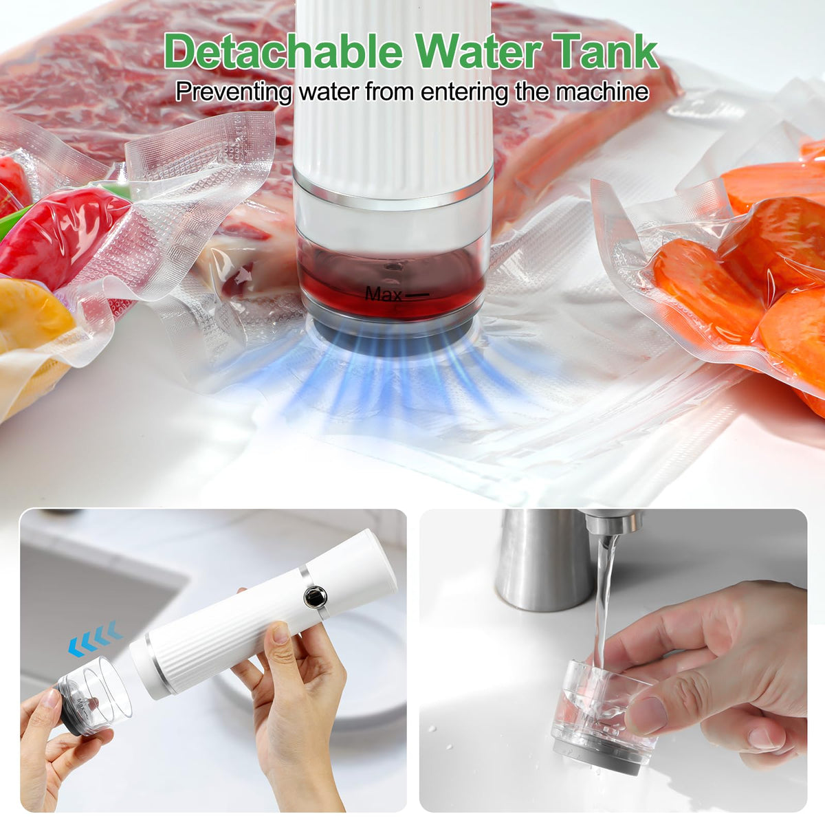 KITHELP Vacuum Sealer moisture removal keeps bags dry and tidy.