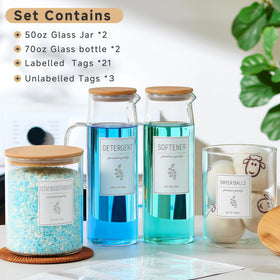 KitHero 50oz narrow-neck bottles for neat liquid detergents.