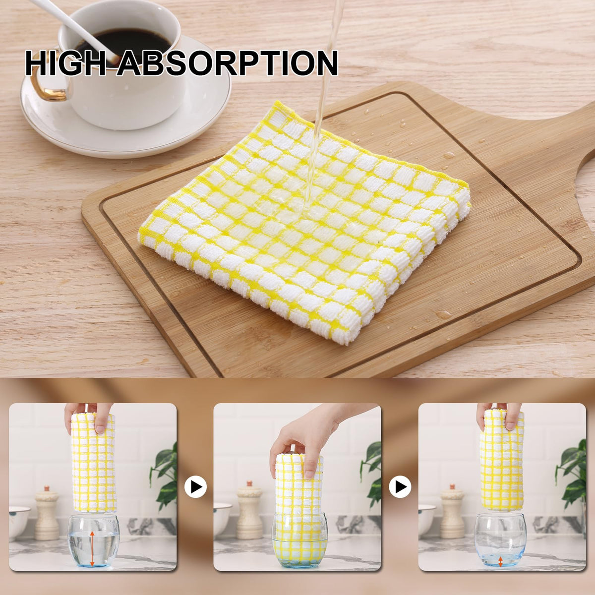 Kitinjoy cotton dishcloths with soft texture for gentle cookware handling.