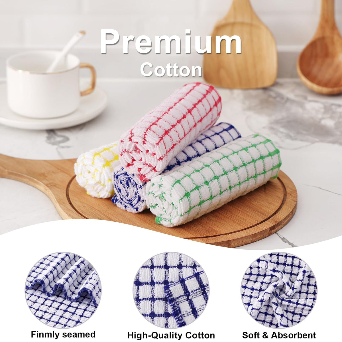 Kitinjoy mixed-colors dishcloths, soft and reusable for daily cleanup.