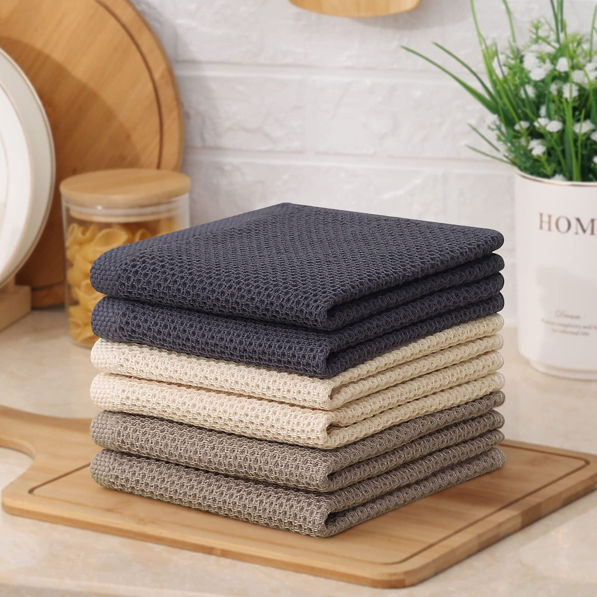 Kitinjoy twelve-by-twelve dish towels ready for spills cleanup.
