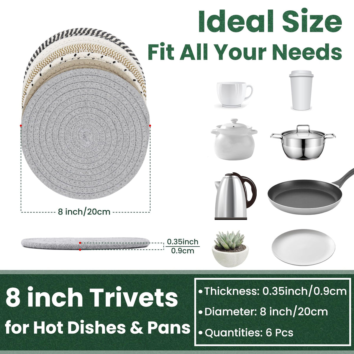 KITLAB 8-inch trivet safeguards countertops from hot pots.