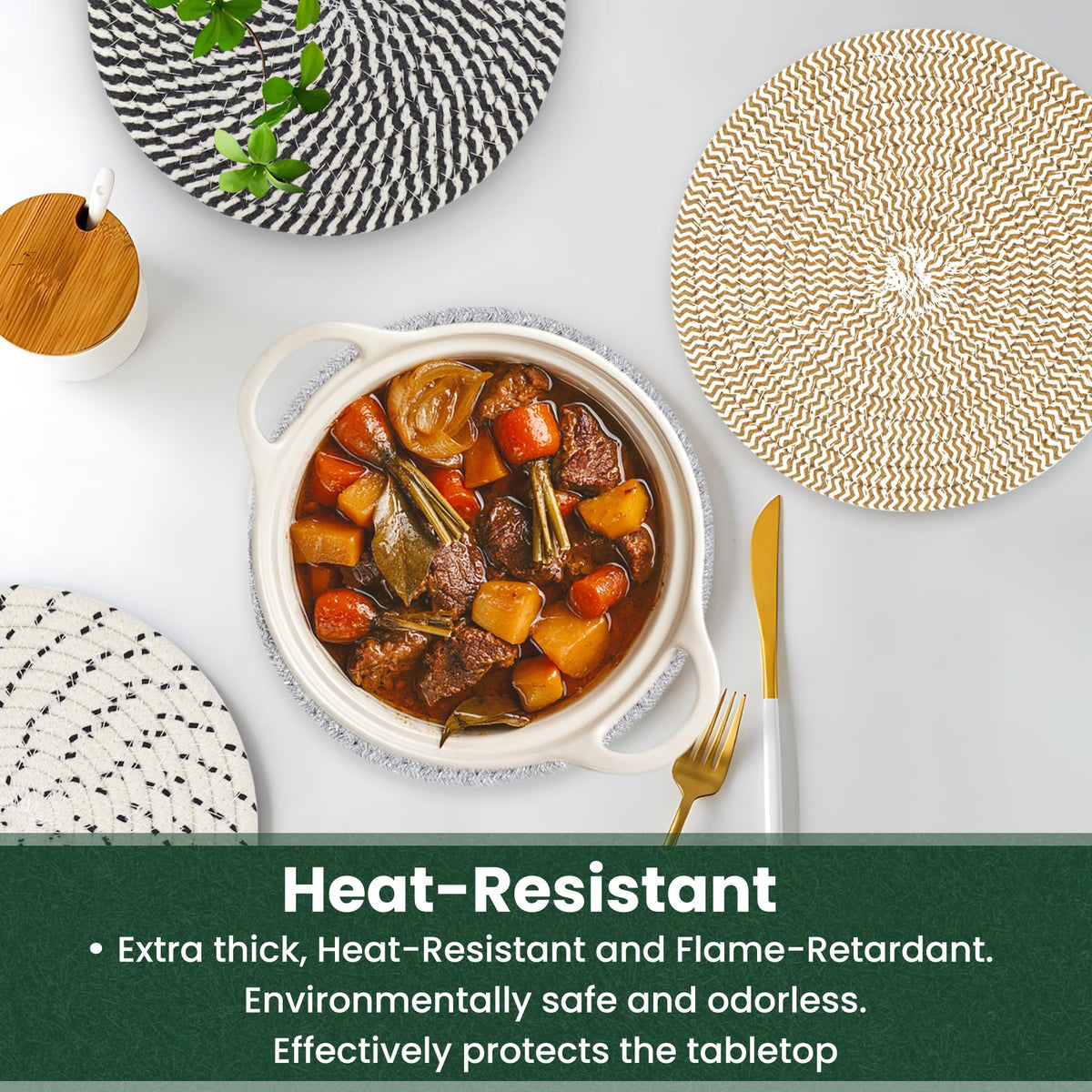 KITLAB 8-inch trivet protects tabletops from heat and scratches.