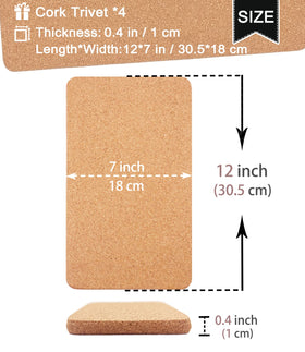 KITLAB Cork Trivet 12x7 inch provides stable support for pots and pans.
