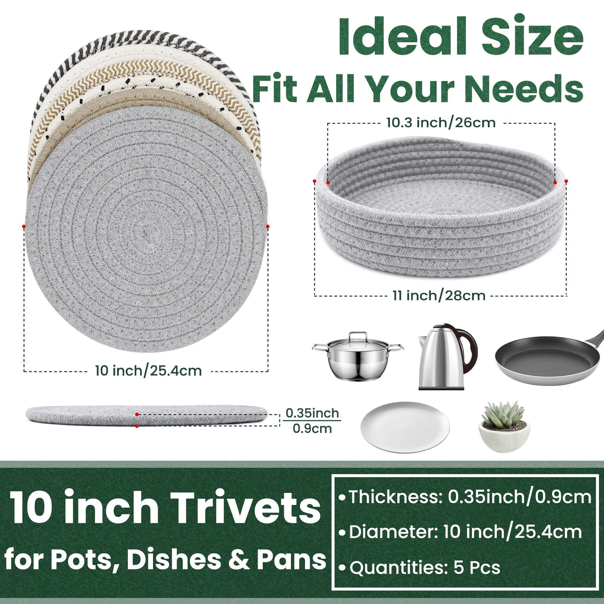 KITLAB extra-large trivet with thick insulation for safe heat relief.