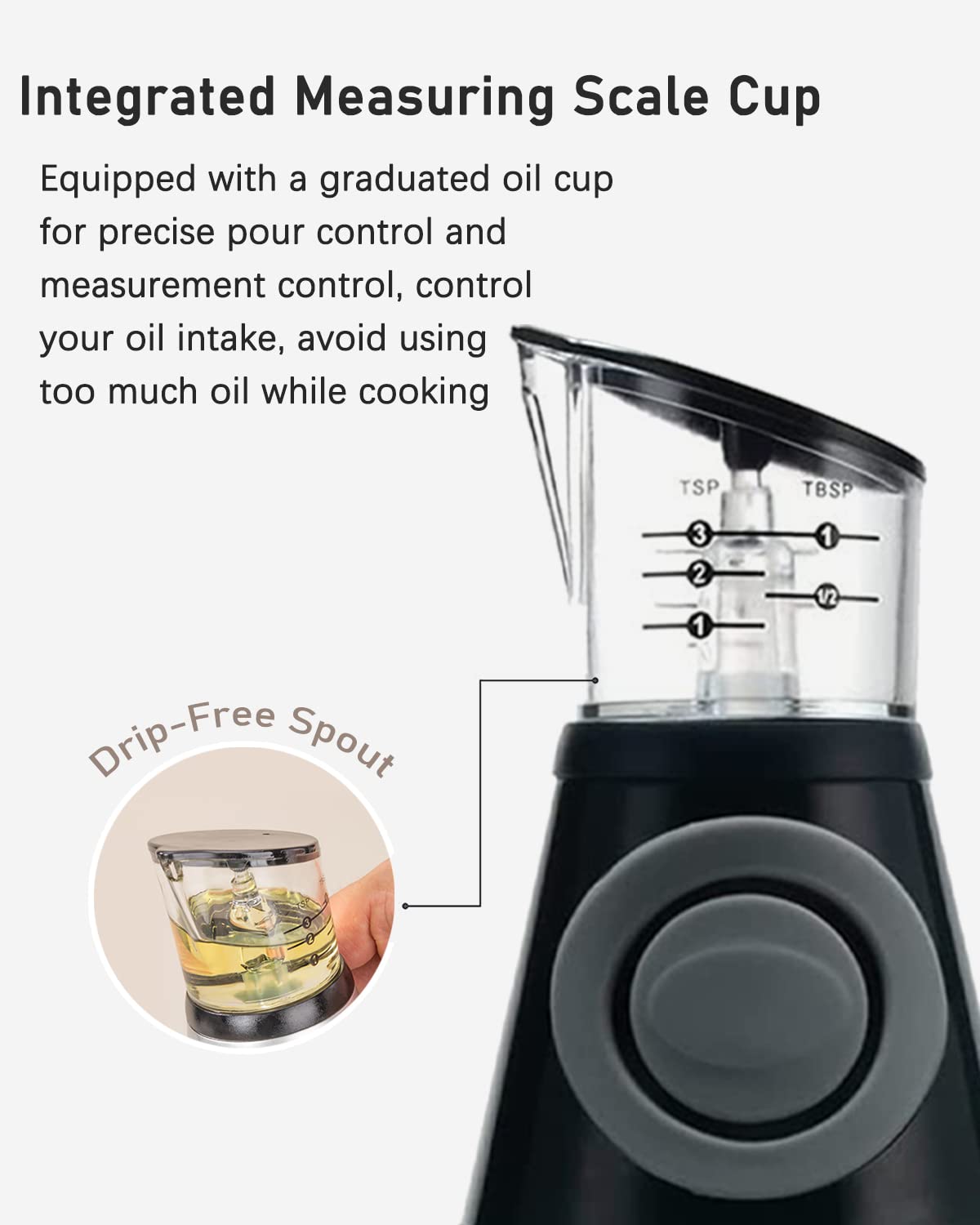 KITLAB glass oil bottle shows clear contents during cooking.