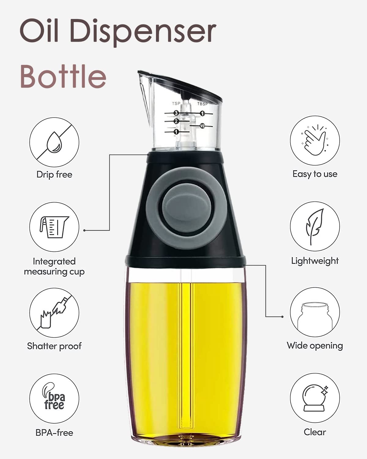 KITLAB leak-proof pump keeps oil tidy and drip-free during every pour.