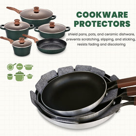 KITLAB stackable protectors in four sizes neatly separate pots and pans for easy stacking