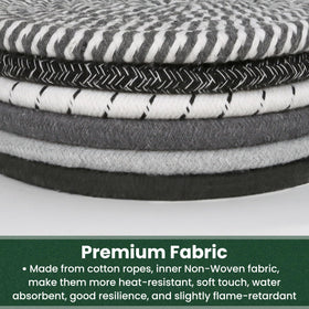 Close-up of KITLAB cotton rope trivet showing absorbent resilience.