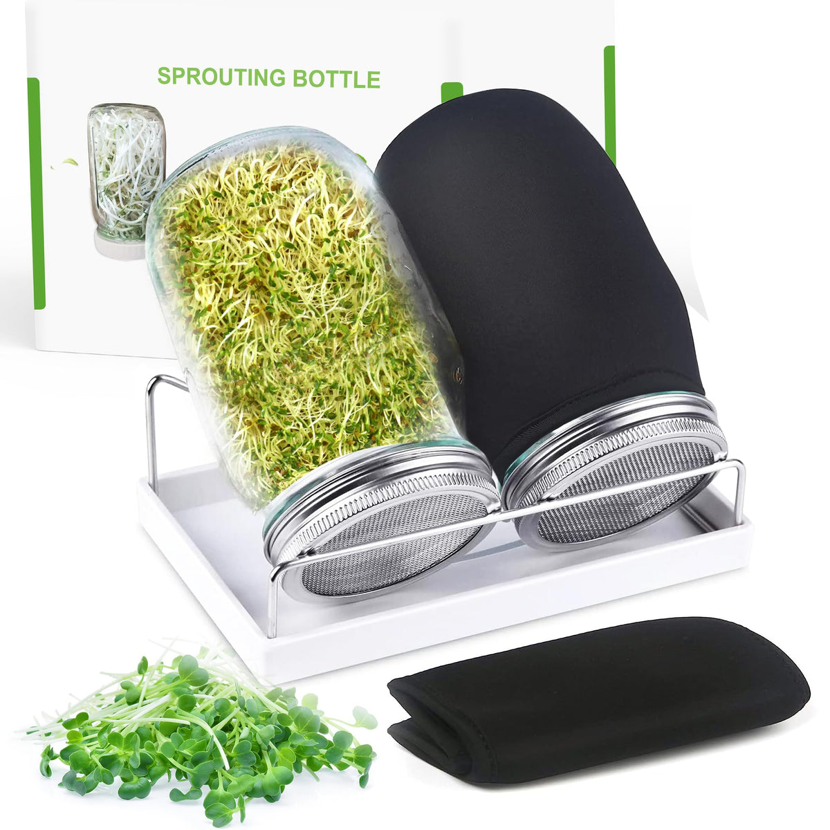 Kitmiido wide-mouth 32oz jar for easy seed loading and fresh sprouts.