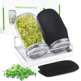 Kitmiido wide-mouth 32oz jar for easy seed loading and fresh sprouts.