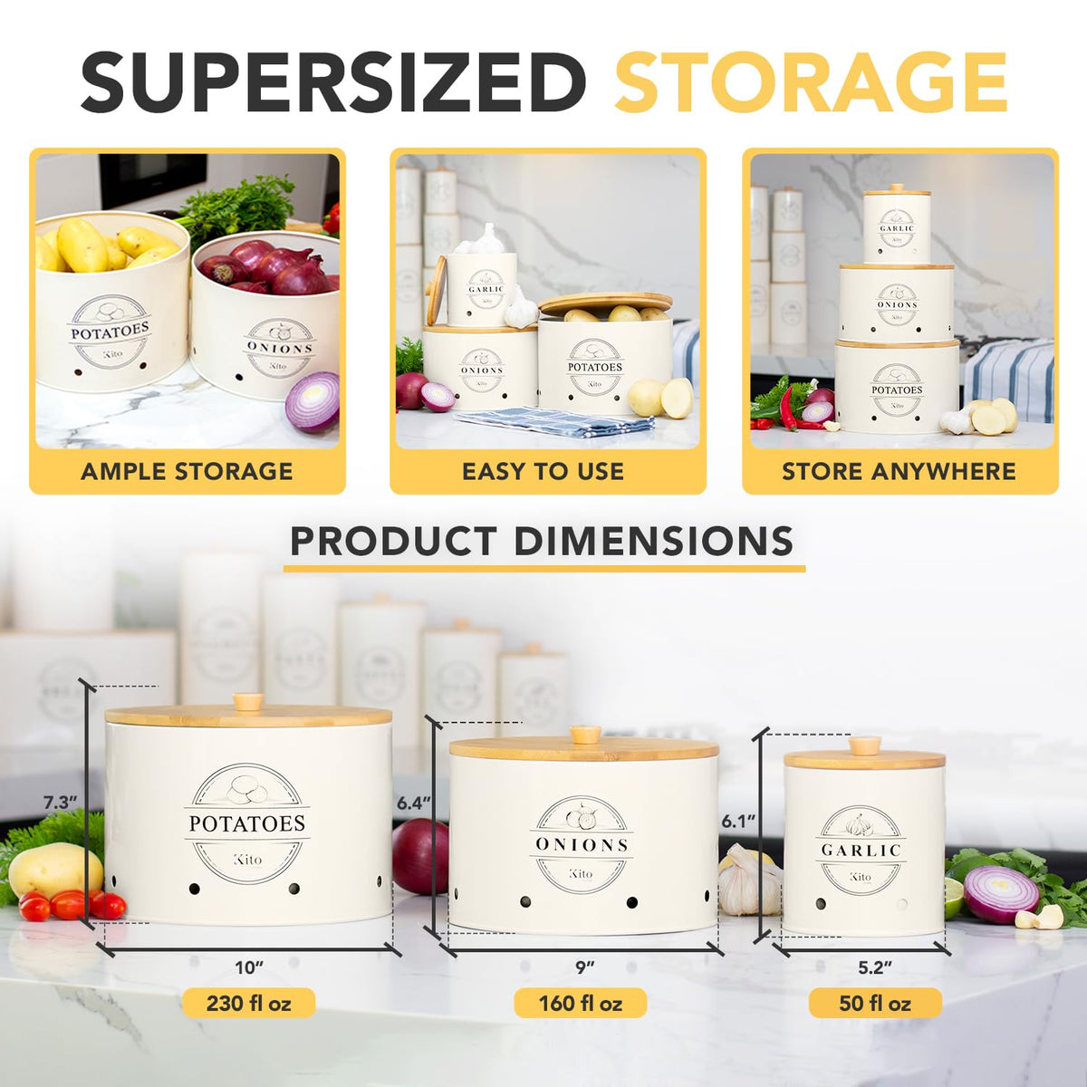 Kito LIVING ventilated storage bins for fresh produce