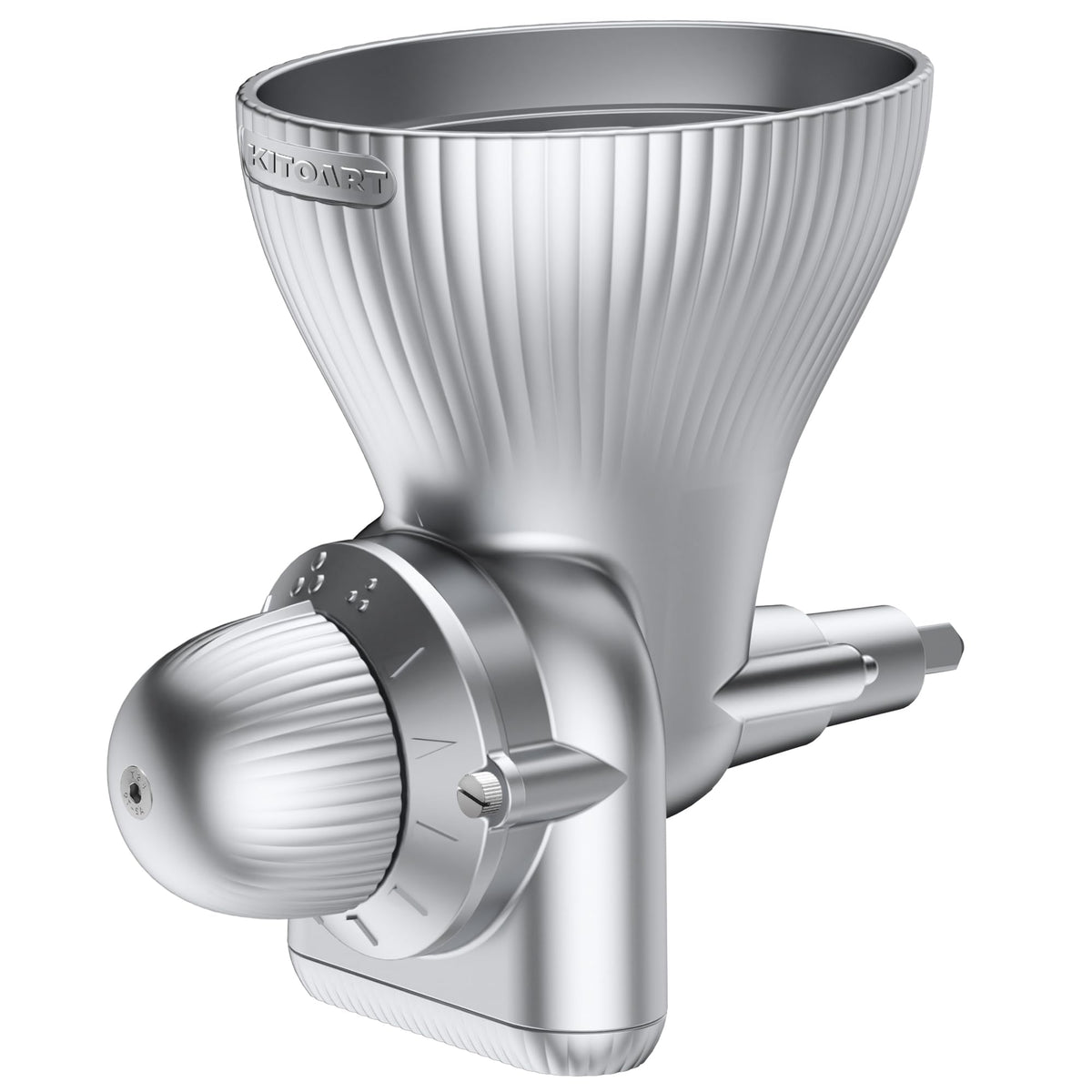 KITOART 12-grinding-level dial shows adjustable fineness from coarse to fine.