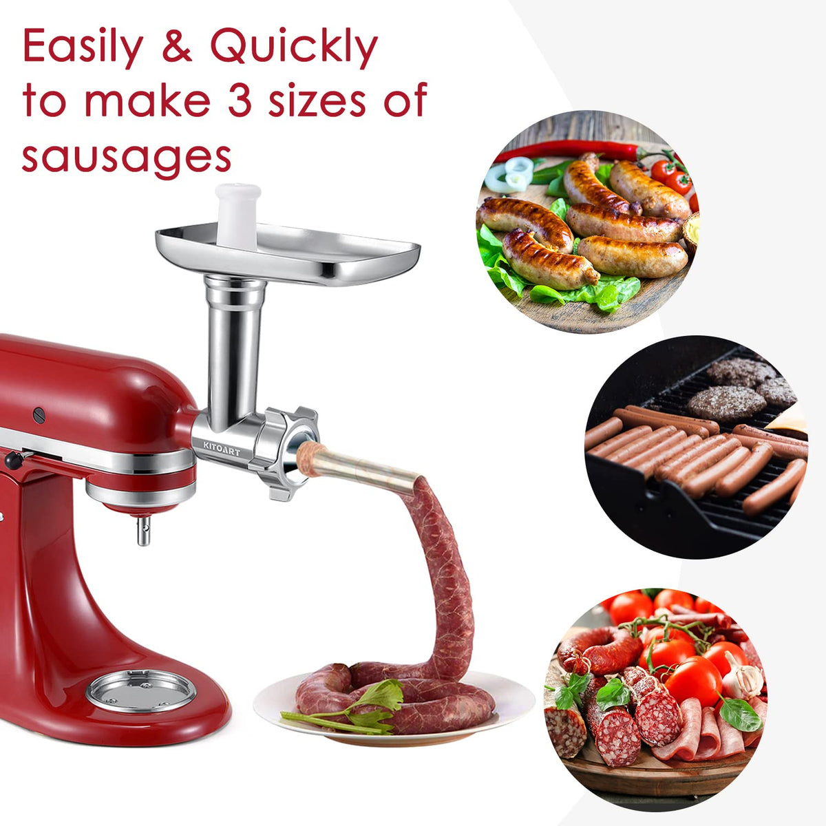 KITOART grinder accessories including tray and blades for varied textures.