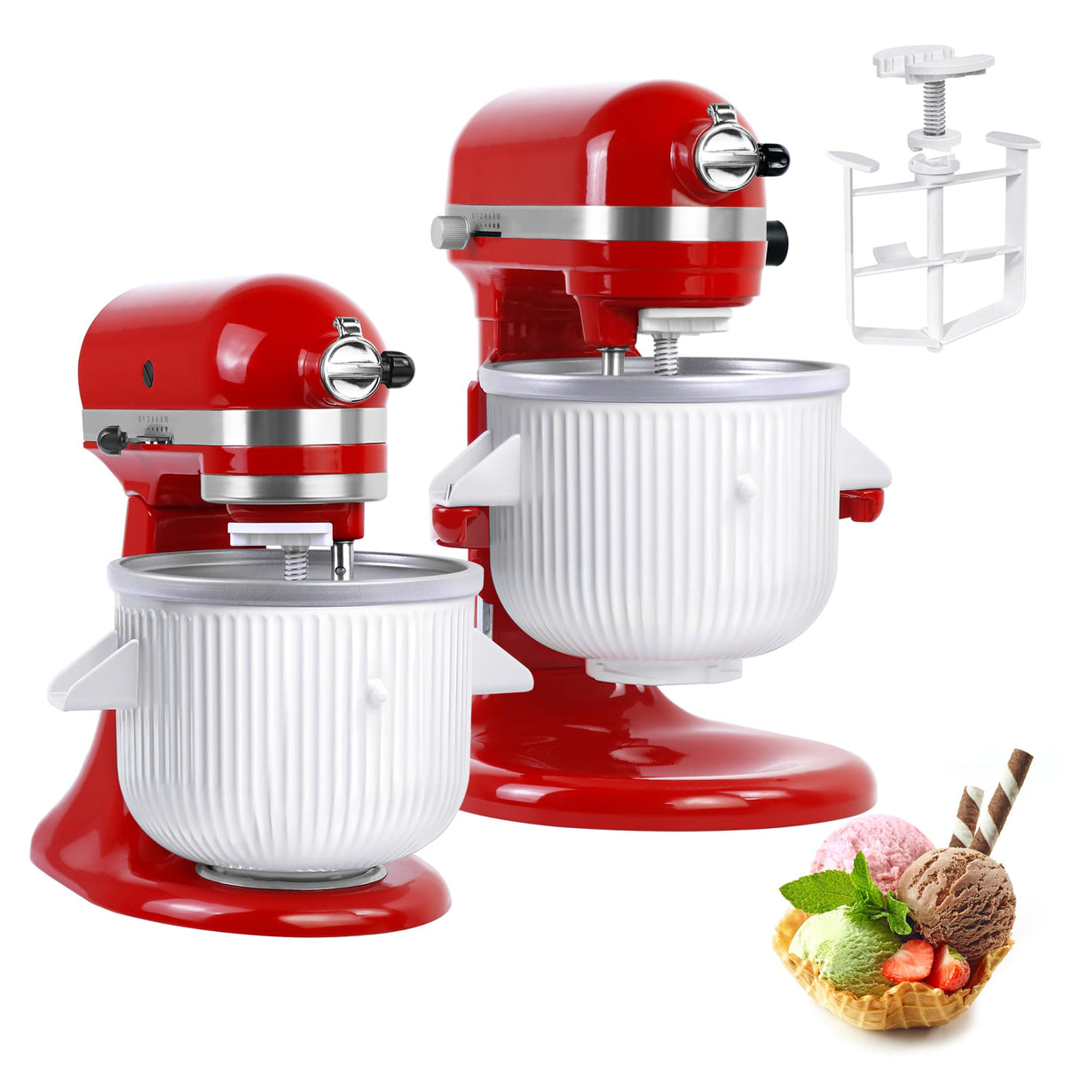 KITOART ice cream maker attachment compatible with KitchenAid 4.5/5QT and 6QT models.