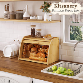 Kitsanery bamboo bread storage highlighting natural grain and durability