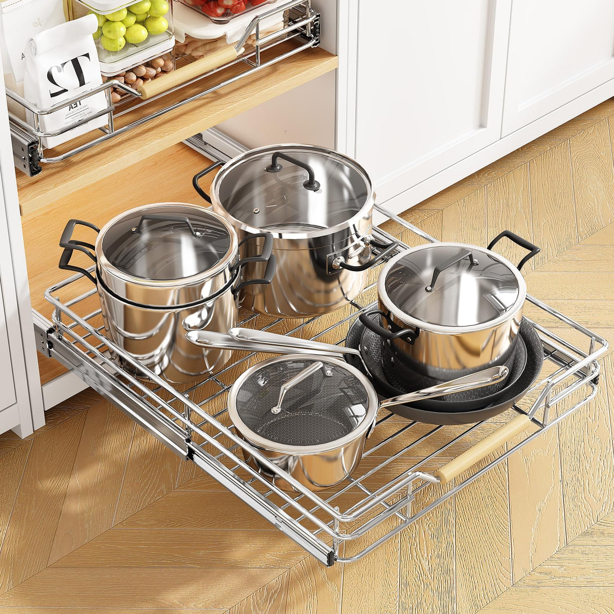 Kitstorack 18W x 21D drawers fit standard cabinets for efficient space use