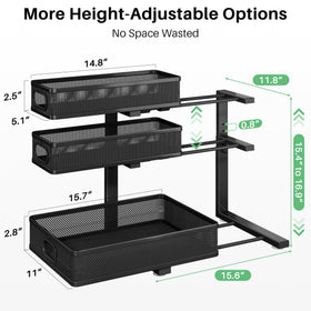 Kitstorack 3-tier sliding cabinet shelf keeps items reachable without bending.