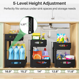 Kitstorack adjustable height design fits varying cabinet sizes and layouts