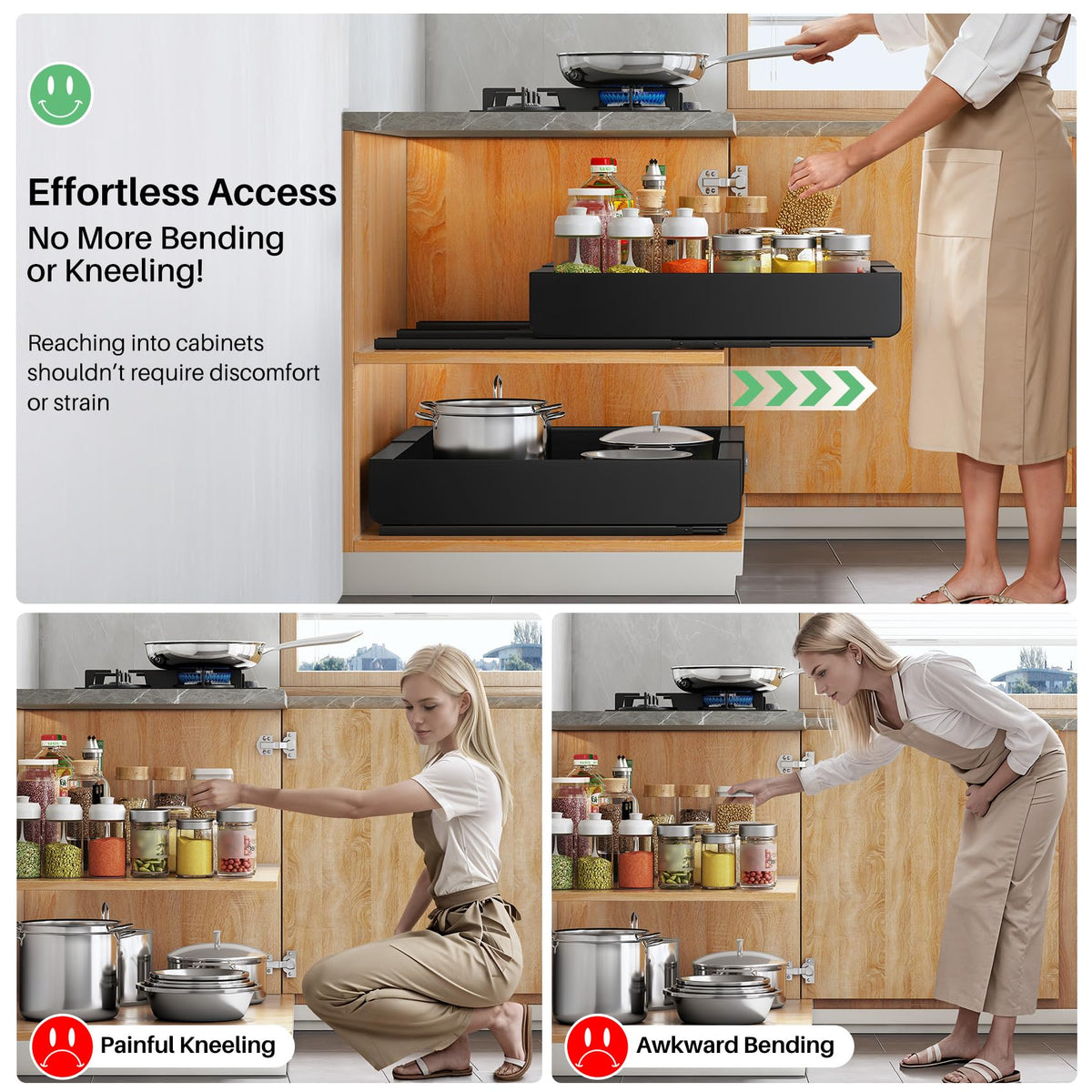 Kitstorack frameless-cabinet compatibility for easy retrofitting