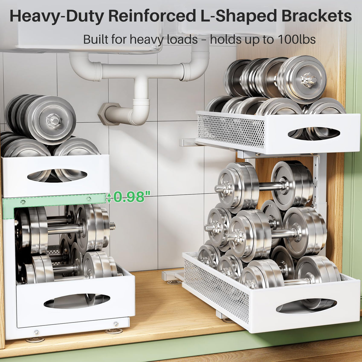 Kitstorack heavy-duty carbon steel frame supports heavy loads