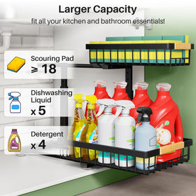 Kitstorack heavy-duty under-sink storage supports up to 50 lbs securely