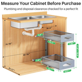 Kitstorack height-adjustable under-sink unit with five levels saves space.