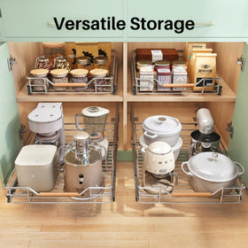 Kitstorack kitchen organizer helps declutter countertops with bulkier items stored neatly