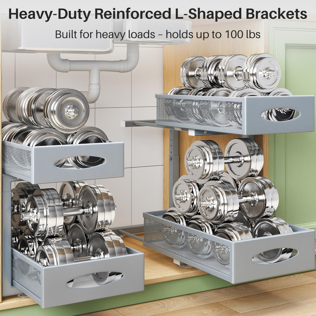 Kitstorack switchable left or right installation fits your cabinet layout.