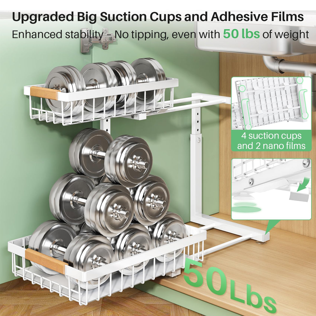 Kitstorack pantry and bathroom organizer keeps bottles within reach.