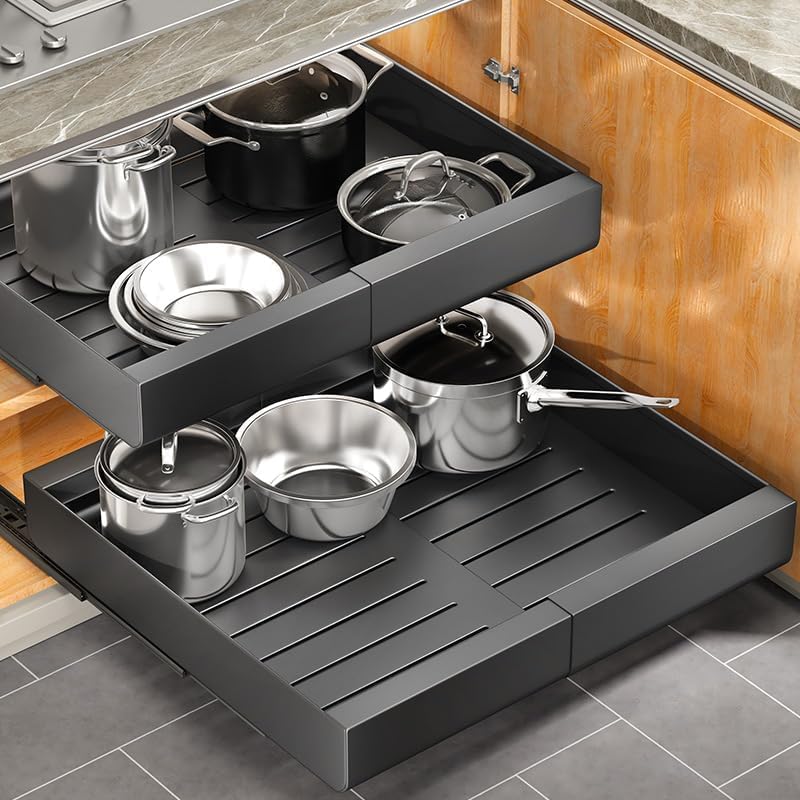 Kitstorack pull-out drawer extended for pots and pans