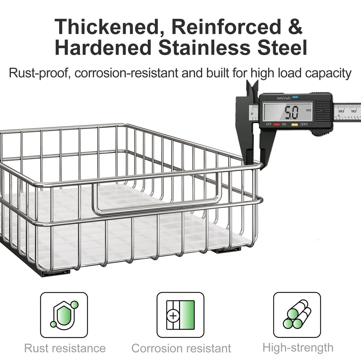 Kitstorack rust-proof stainless steel construction offers durable, moisture-resistant kitchen storage