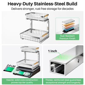 Kitstorack stainless-steel construction emphasizes durable, long-lasting use.