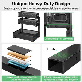 Kitstorack suction and nano adhesion secure the unit on smooth cabinet surfaces.