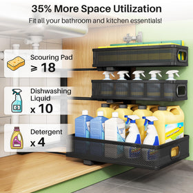 Kitstorack thickened metal frame delivers durable, wobble-free storage under sinks.