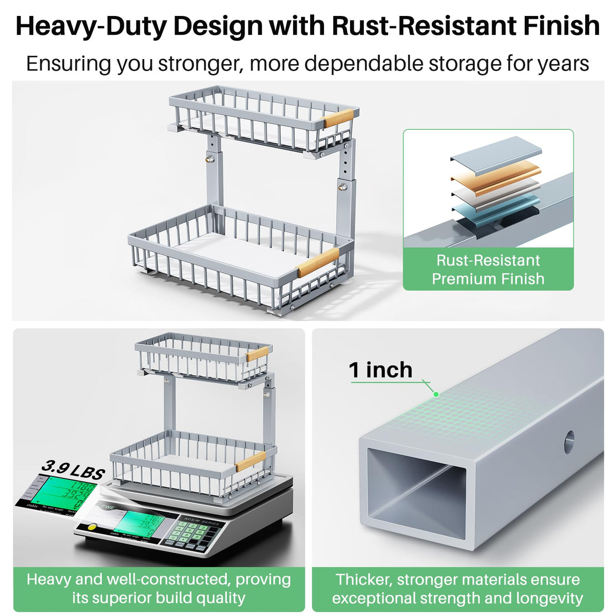 Kitstorack two-pack for flexible under-sink organization in multiple spaces.