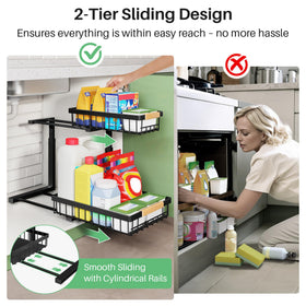 Kitstorack two-tier sliding design keeps back items reachable without bending