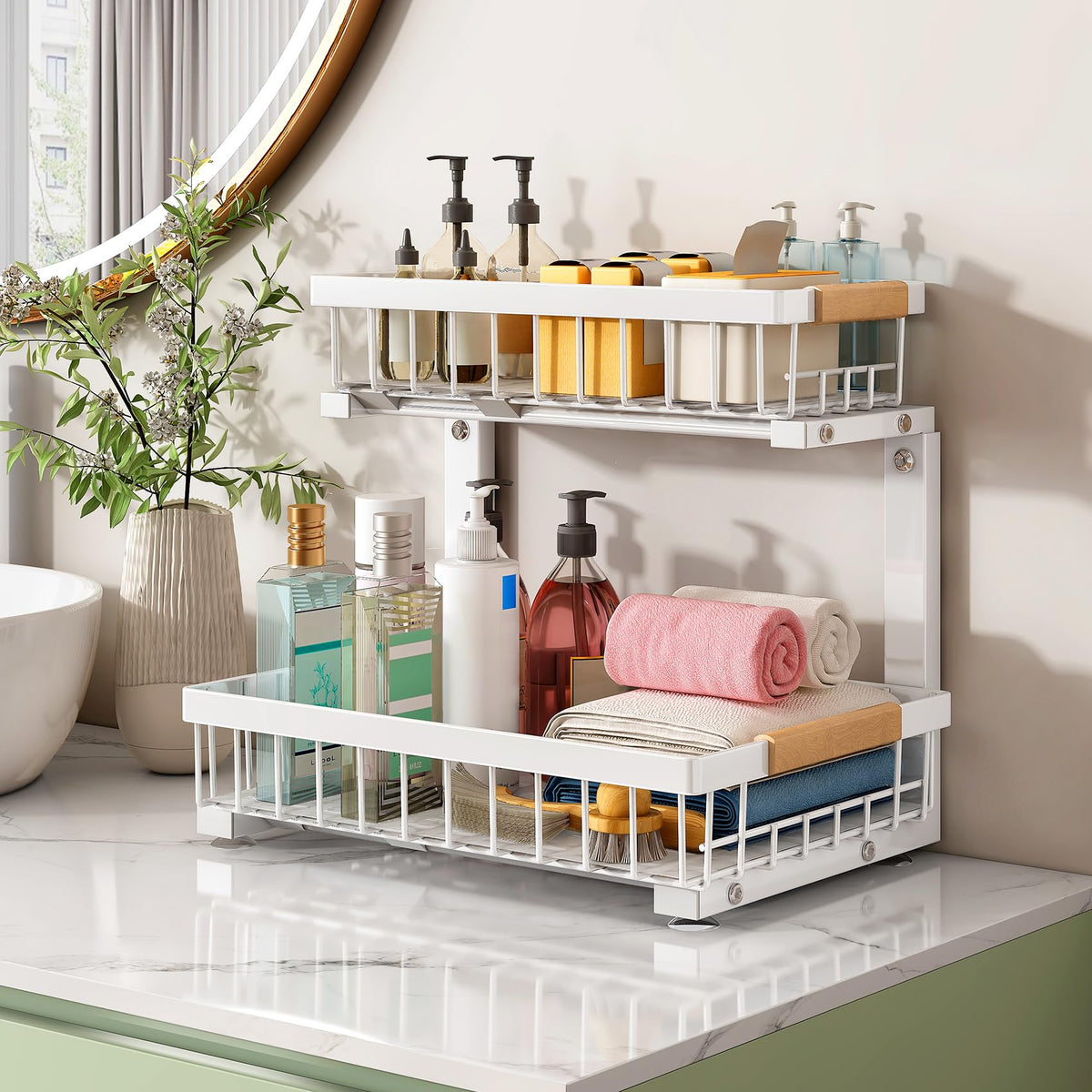 Kitstorack under-sink organizer in bathroom solution for toiletries
