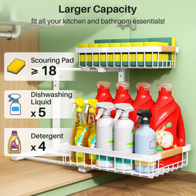 Kitstorack under-sink organizer with suction cups demonstrating stability
