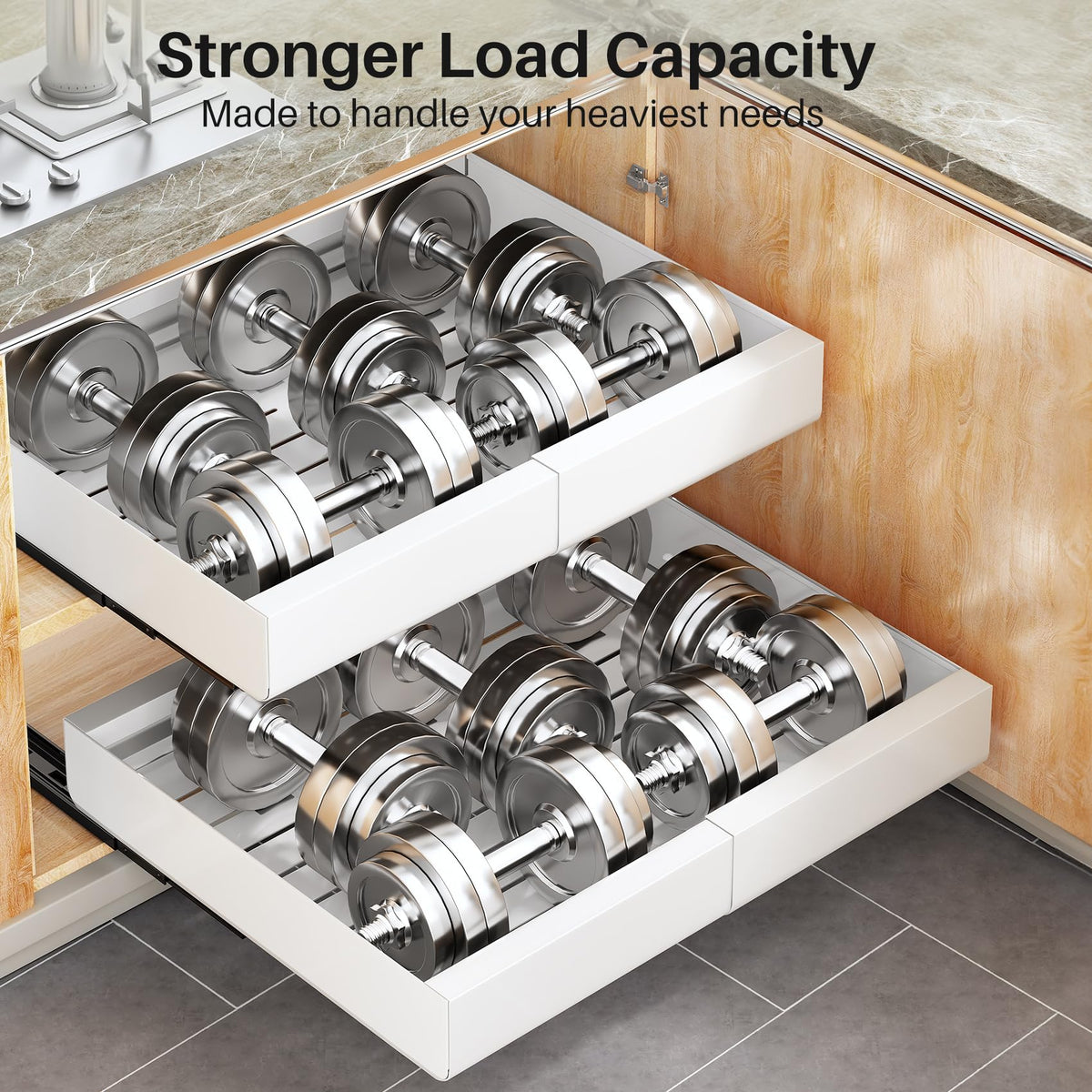 Kitstorack under-sink and pantry use keeps cleaning products organized