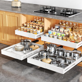 Kitstorack white finish brightens and organizes kitchen space
