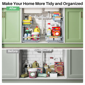 Kitstorack wide-capacity storage fits bulky containers in standard cabinets.