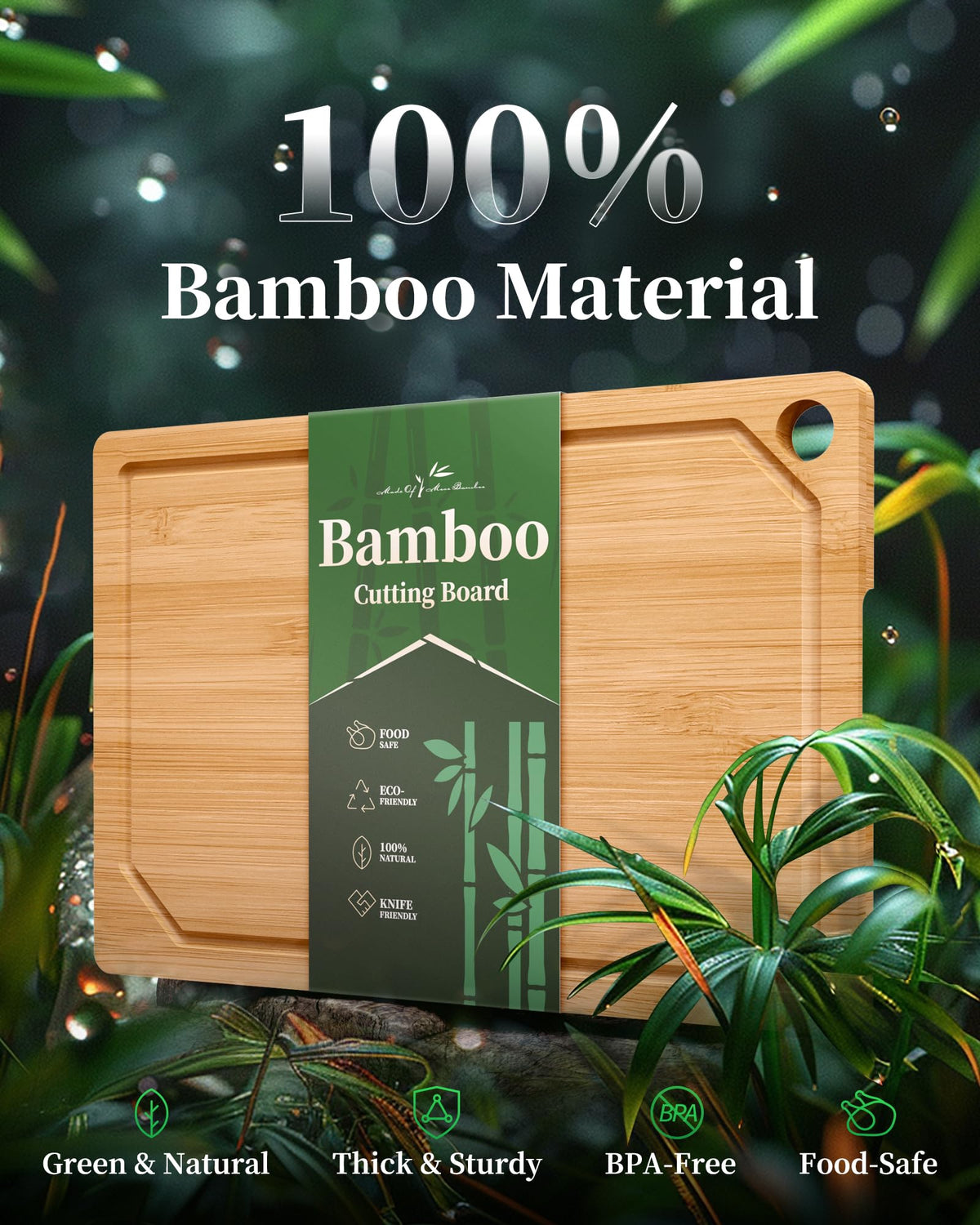 Kitsure bamboo cutting board 18x12 suitable for large cuts and roasts