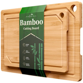 Kitsure bamboo cutting board small with deep juice groove for daily prep