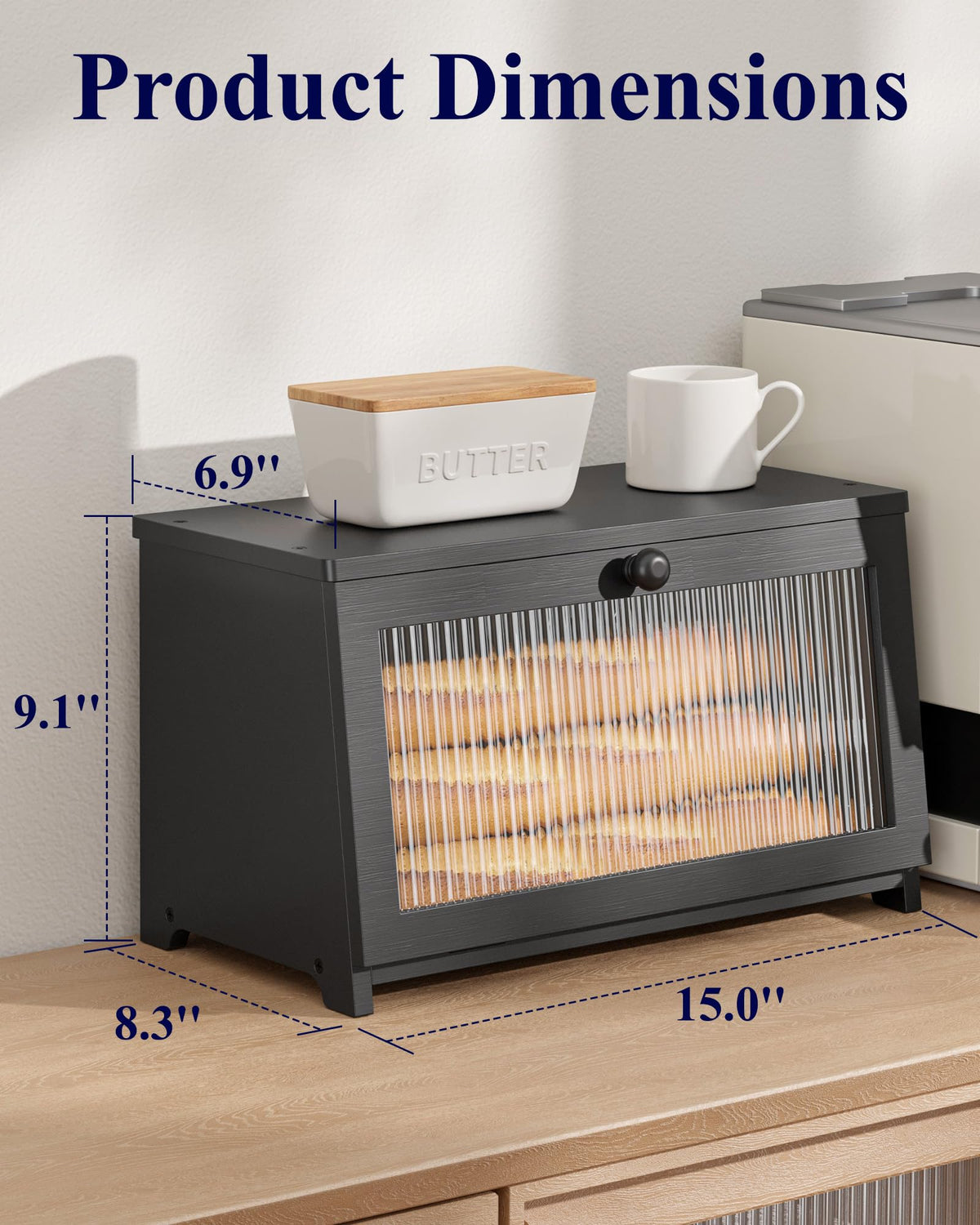 Kitsure Bread Box magnetic acrylic door close-up highlights easy access