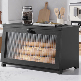 Kitsure Bread Box front view with window showing large capacity