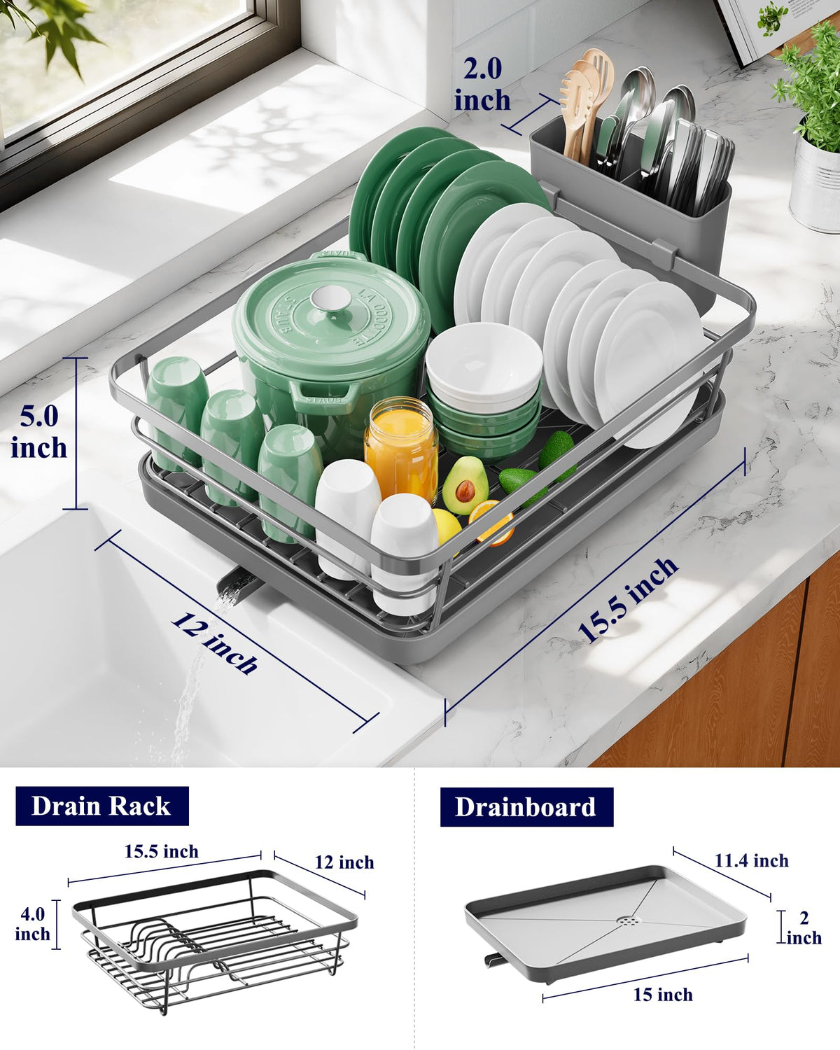 Kitsure detachable cutlery holder keeps utensils neatly organized after washing.