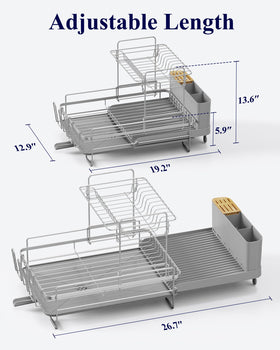 Kitsure dish drainer with drainboard channels water away from dishes