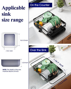 Kitsure dish drying rack full setup with drainboard ready for use