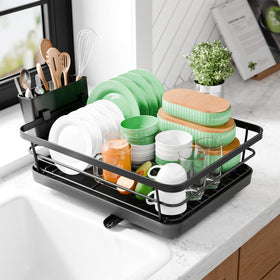 Kitsure compact countertop dish drying rack keeping dishes organized and accessible.